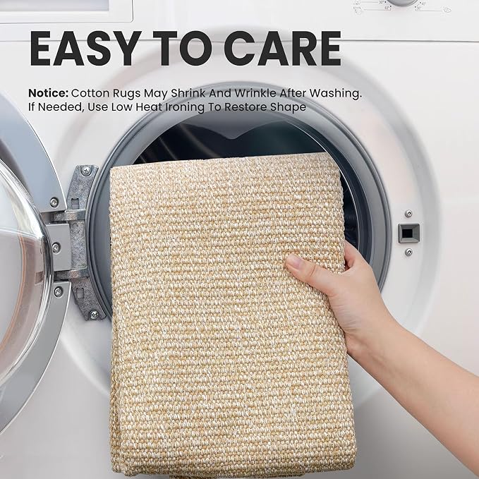 EARTHALL Washable Area Rugs 5x7 Ft Non Slip Living Room Rugs Cotton Dining Room - Image 4