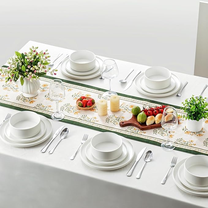 Ceramic Salad & Dessert Plates Set, 8 Inch, Modern White | Stoneware, - Image 9