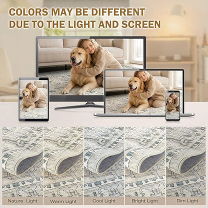 cotiled 5x8 Area Rug Machine Washable Vintage Carpet - Image 8