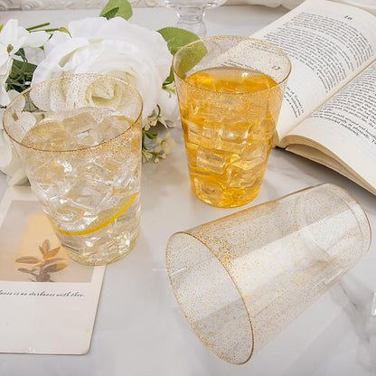 I00000 200 Pack 12 oz Gold Glitter Plastic Cups, Disposable Plastic Wine - Image 6