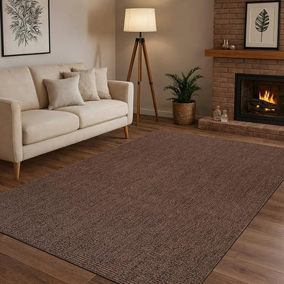 CAMILSON Easy Jute Rug 6x9, Indoor Outdoor Brown Color Fiber Area Rugs - Image 5