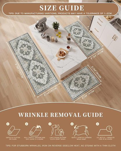 Madane 2-Piece Kitchen Runner Rug Set, Small Area Rug Non-Slip Vintage Door Mat - Image 5