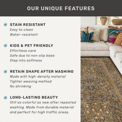 Vintage Brown 4x6 Area Rugs for Large Entryway, Bedroom Beside Rug, Non-Slip - Image 7