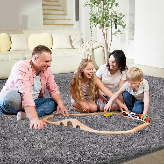 Ultra Soft Rug for Living Room, 4X6 Fluffy Shag Area Rug for Bedroom, Modern - Image 5