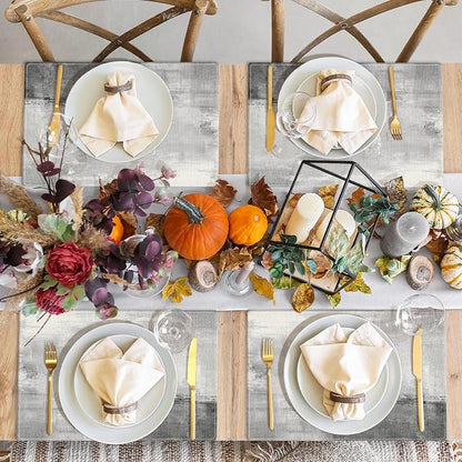 Emvency Farmhouse Placemats Set of 4, 12x18 Inch, Light Gray and Dark Gray | - Image 7