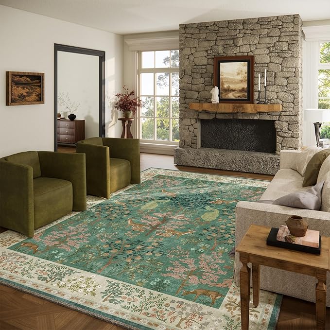 Machine Washable Rugs for Living Room: 9x12 Bedroom Rug Vintage Area Rug Stain by palohom