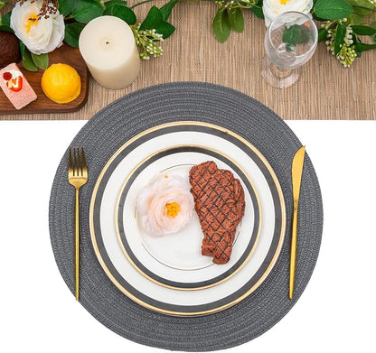 SHACOS Round Placemats Set of 6 Washable 15 inch Round Table Mats Cotton - Image 7