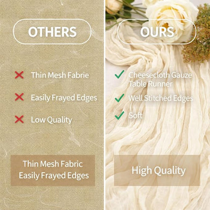 10 Pack Beige Cheesecloth Table Runner 22x120 Inch Boho Gauze Table Runner Long - Image 4