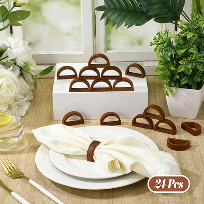 24 Pcs Wooden Napkin Rings Handmade Dining Napkin Holder Buckles Farmhouse - Image 6