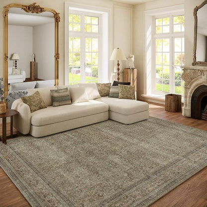 Washable Area Rugs for Living Room: 6x9 Bedroom Rug Boho Vintage Rugs Stain by palohom