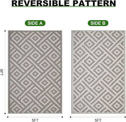RURALITY Outdoor Rugs 5x8 Feet for Patios Clearance, Plastic Straw Waterproof - Image 2