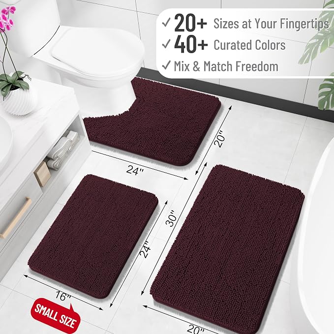 OLANLY Bathroom Runner Rugs 47x17, Soft Absorbent Chenille Bath Rugs, Rubber - Image 2
