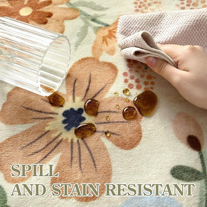 Lahome Floral Washable Round Area Rug, Soft Round Rugs 6ft Ultra-Thin Non-Slip - Image 6