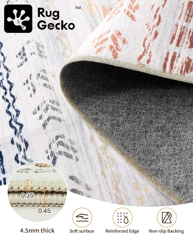 Miukiki 9x12 Area Rug for Living Room Moroccan Washable Rugs Non Slip Indoor - Image 3
