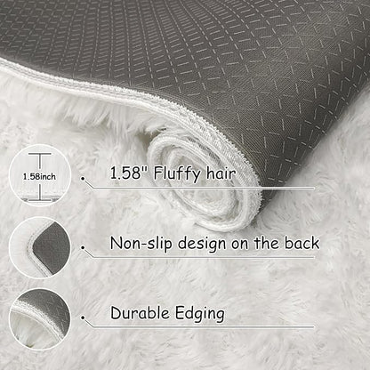 8x10 Area Rug for Living Room, Soft White Fluffy Rug for Bedroom Large Shaggy - Image 5