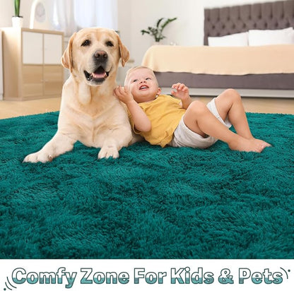 BENRON Teal Green Fluffy Rugs for Living Room Bedroom 4x6, Soft Plush Fuzzy - Image 6