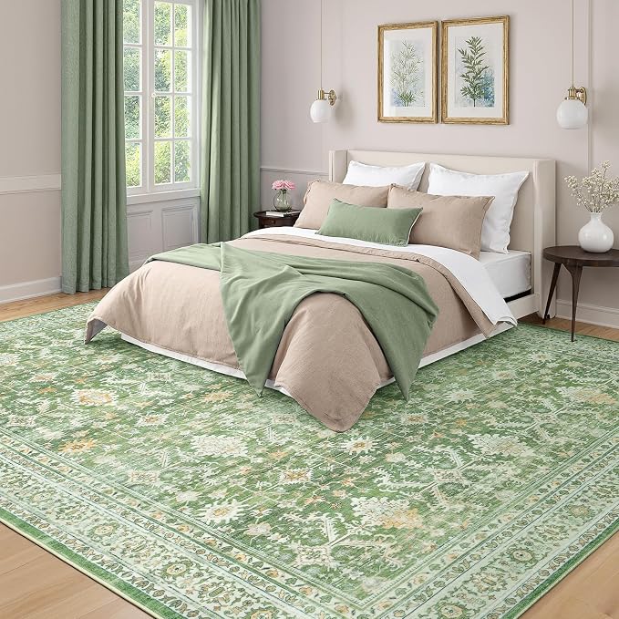 Lofus 8x10 Area Rug for Living Room, Light Green Washable Area Rugs - Image 2