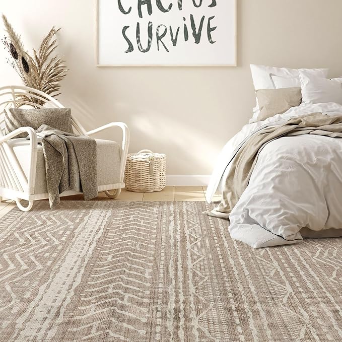 Nakagishi 9x12 Area Rug Living Room: Washable Boho Large Neutral Modern Soft - Image 6