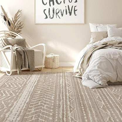 Nakagishi 9x12 Area Rug Living Room: Washable Boho Large Neutral Modern Soft - Image 6