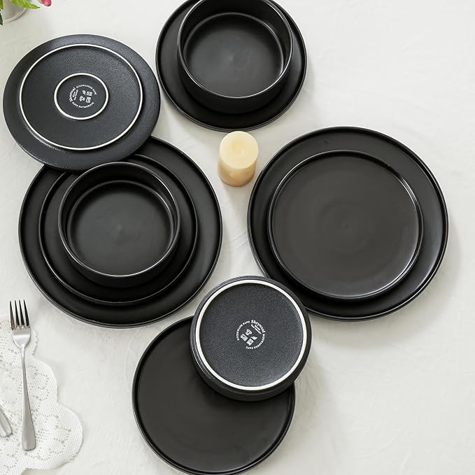 12 Piece Ceramic Plates and Bowls Sets - Image 6