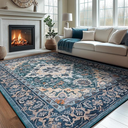Lessymo 8 x 10 Area Rugs for Living Room, Machine Washable Area Rugs Boho Faux by Lessymo