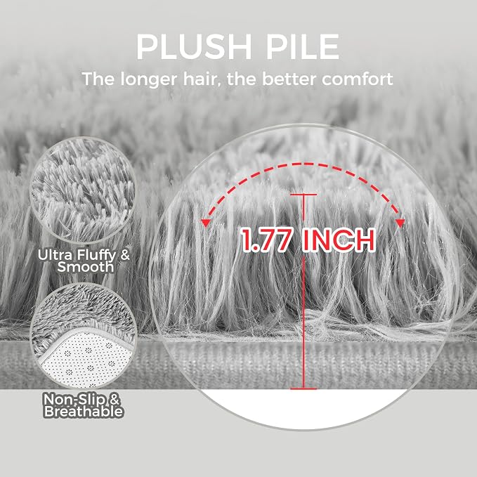 Ultra Soft Rug for Living Room, 4X6 Fluffy Shag Area Rug for Bedroom, Modern - Image 4