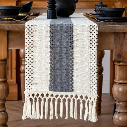 EMMTEEY Boho Table Runner with Tassels 72 Inches Long, Scratch & Heat Resistant - Image 5