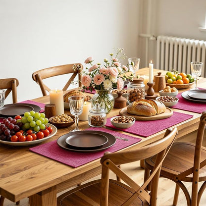Faux Cotton Linen Placemats Set of 6, Cloth Washable Farmhouse Dining Table Mats - Image 9