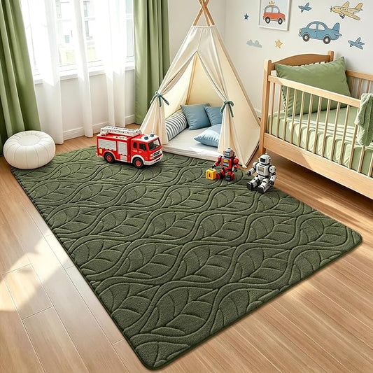 Macgace 3x5 Green Area Rug, Washable Shag Carpet, Kids Room Nursery Rugs by Macgace