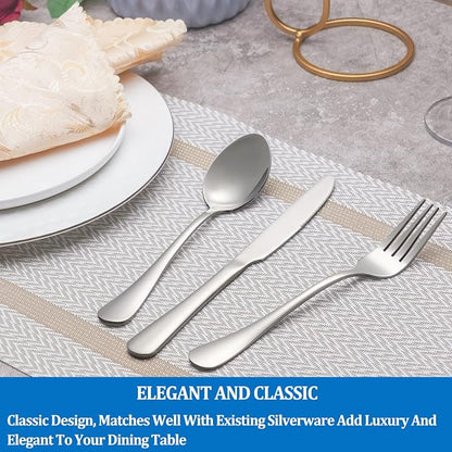 12 Pcs Forks and Spoons Silverware Set, Food Grade Stainless Steel Flatware - Image 6