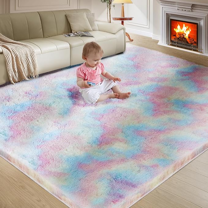 Ultra Soft Rug for Living Room, 4X6 Fluffy Shag Area Rug for Bedroom, Modern - Image 9