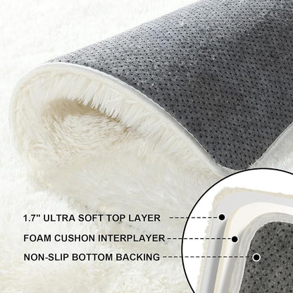 Cream White Rugs for Bedroom, 2x3 Fluffy Area Rugs for Living Room, Small Fuzzy - Image 5