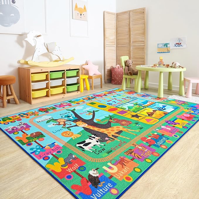 Kids Rug for Playroom, 5x7 ABC Educational Carpet for Classroom, Fun Alphabet - Image 7