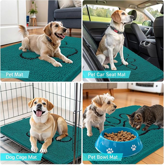 OLANLY Dog Door Mat for Muddy Paws 36x24, Paw Print Design, Absorbs Moisture - Image 7