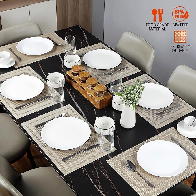 Placemats Set of 4, Vinyl PVC Heat Resistant Washable Placemats Set, Non Slip - Image 6