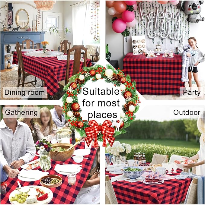 Red and Black Checkered Tablecloth Rectangle - Image 2