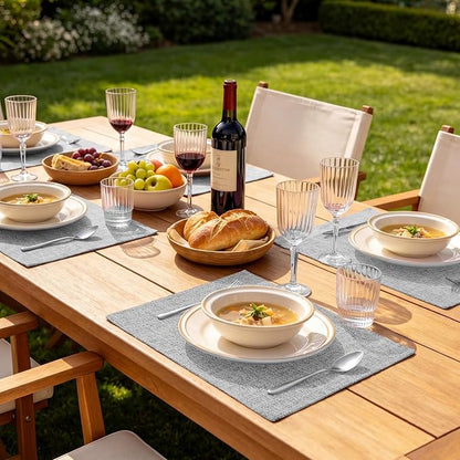 Faux Cotton Linen Placemats Set of 6, Cloth Washable Farmhouse Dining Table Mats - Image 9