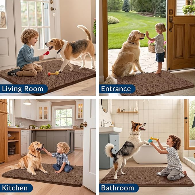 Smiry Dog Door Mat for Muddy Paws 36x24, Absorbent Dirt Trapper, Non-Slip - Image 7
