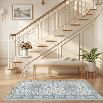 RELEANY Area Rugs Runner 2'6"x5' Washable Non-Slip, Floral Vintage Distress - Image 2