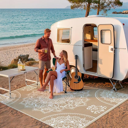 Pauwer Waterproof Outdoor Rug 9x12, Reversible Plastic Straw Patio Camping Rug - Image 8