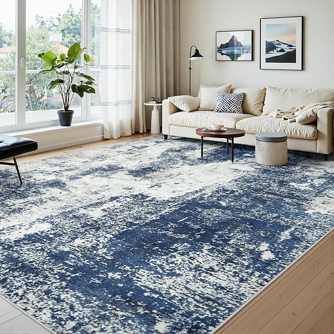 Area Rugs 9x12 Living Room: Large Soft Washable Rug Modern Abstract Anti-Skid - Image 4
