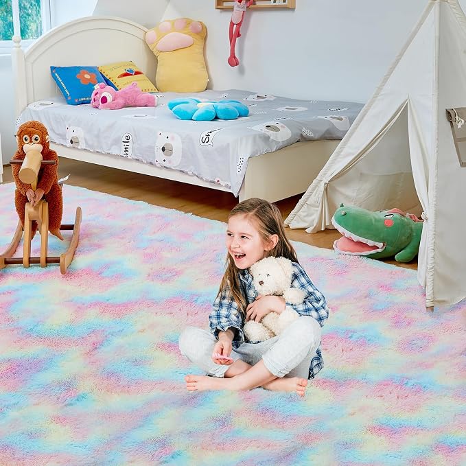 Ultra Soft Rug for Living Room, 4X6 Fluffy Shag Area Rug for Bedroom, Modern - Image 5