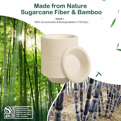 8 oz 128-Pack Compostable Paper Bowls, Small Disposable Dessert & Snack Bowls - Image 3