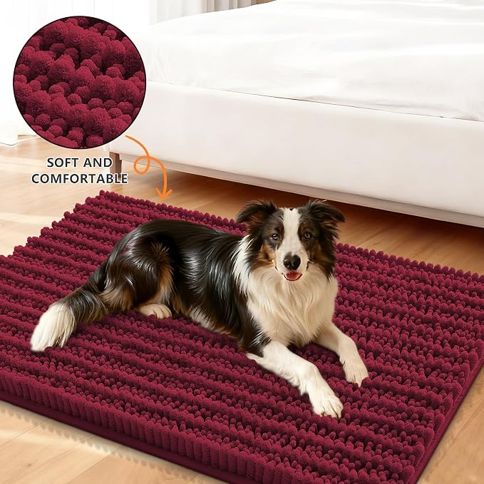Smiry Dog Door Mat for Muddy Paws 59x24, Absorbent Dirt Trapper, Non-Slip - Image 2