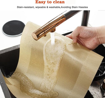 Placemats Set of 12, Vinyl Woven Gold Non Slip Table Mats | Heat Resistant - Image 5