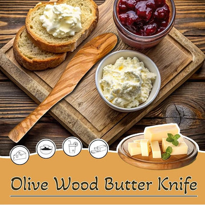 Olive Wood Butter Spreader, 6.8 Inch Handmade Butter Knife Set of 4 | Olive - Image 4
