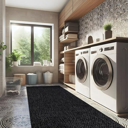 CAMILSON Indoor and Outdoor Runner Rug Dark Gray Black Solid Boho Woven Design - Image 10