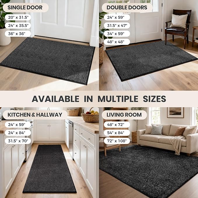 PURRUGS Dirt Trapping Door Mat 24" x 84", Non-Slip Machine Washable Entryway Rug - Image 9