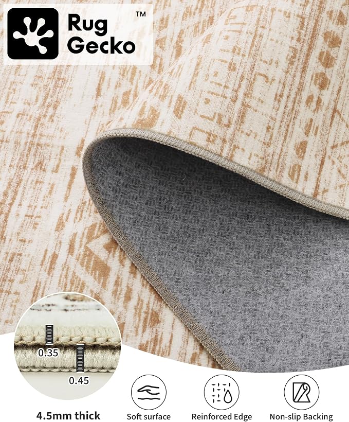 Miukiki Round Rugs 6ft for Living Room Moroccan Washable Circle Rug Non Slip - Image 3