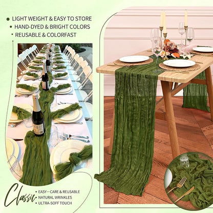 30 Pack Cheesecloth Table Runner 10FT Olive Green Table Runner Boho Gauze - Image 5
